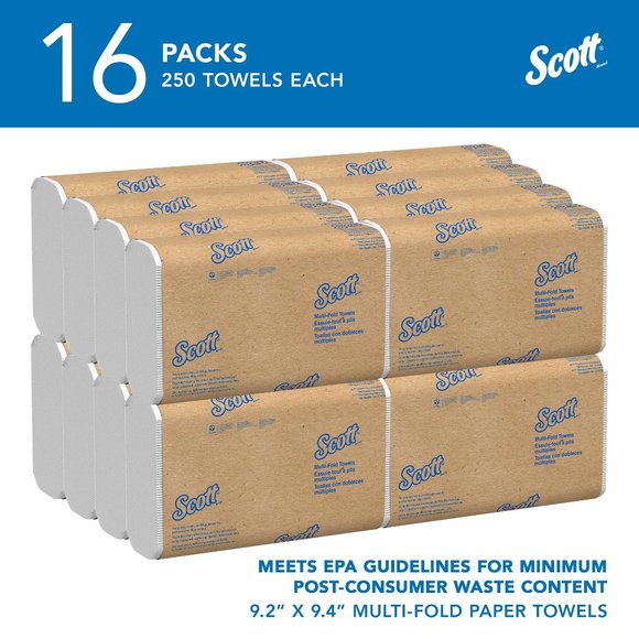 Scott Essential Multi-Fold Towels, 9.2 x 9.4, 250/Pk, 16 Pk/CT - Picture 2 of 12